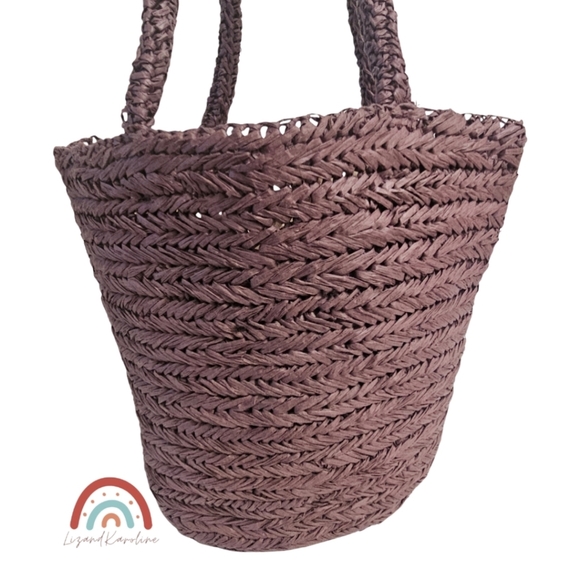 New! J. Crew Malta Handwoven Straw Bucket Tote in Rich Hickory - Picture 5 of 13